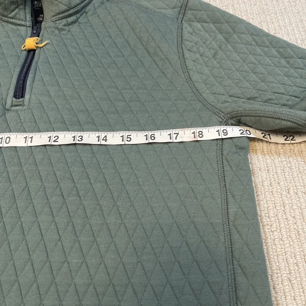 J.Crew Men's Medium Authentic Fleece Quarter Zip Quilted Pullover Green